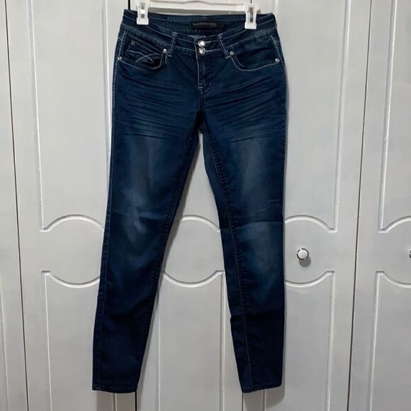 Twentyone Black Super Skinny Dark Wash Jeans 7/8 - Picture 1 of 14